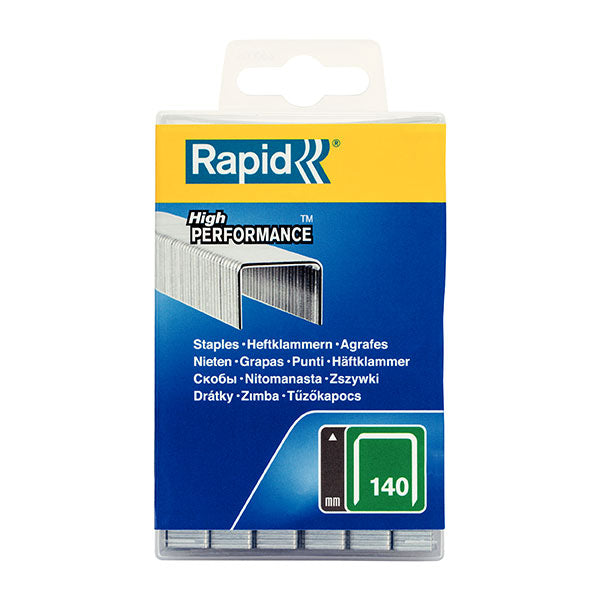 Galvanized flatwire staples 12mm, ideal for insulation, plastics, and carpets; box contains 5,000 staples.