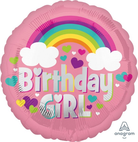 Foil Balloon - Self Sealing Standard Hx Birthday Girl Rainbow Fun (45cm)