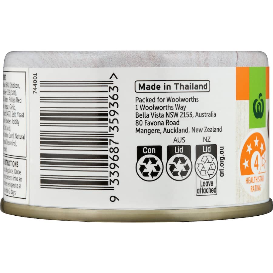 Woolworths Canned Chicken Buffalo Sauce Tear tab can 85g
