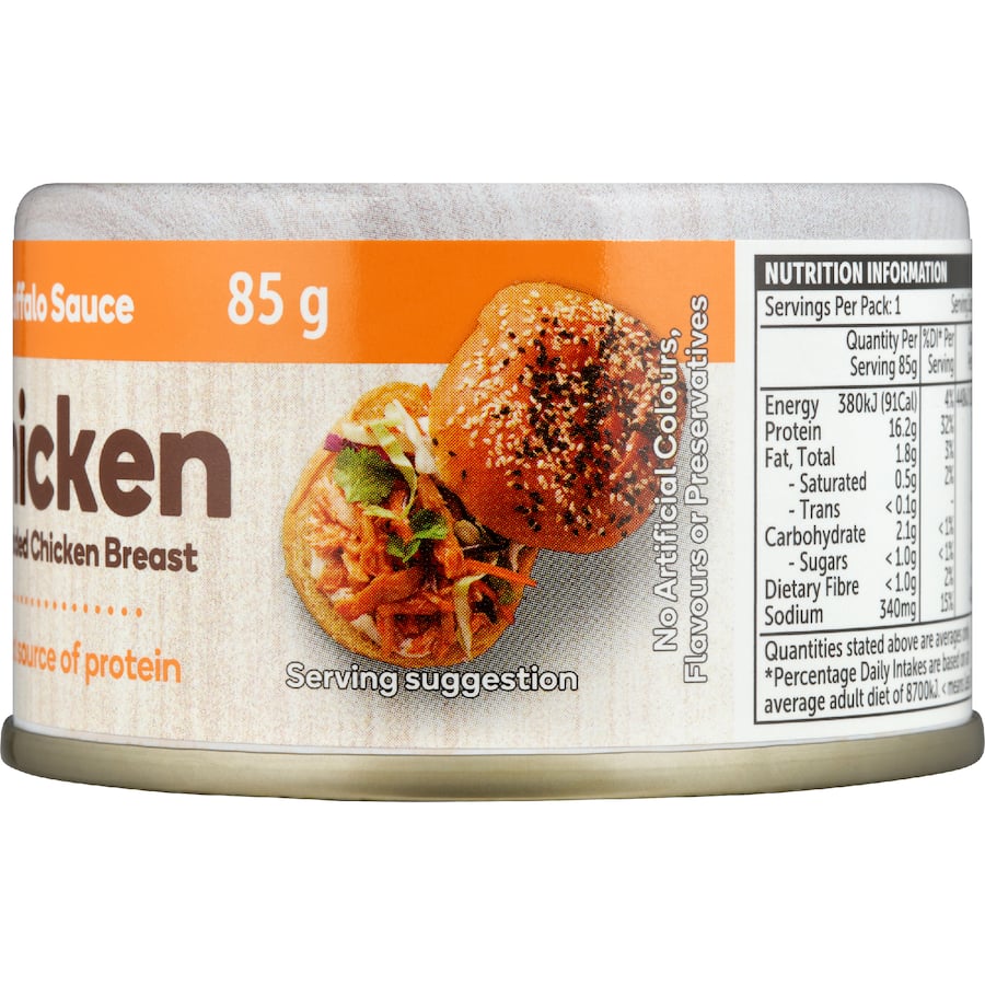 Woolworths Canned Chicken Buffalo Sauce Tear tab can 85g