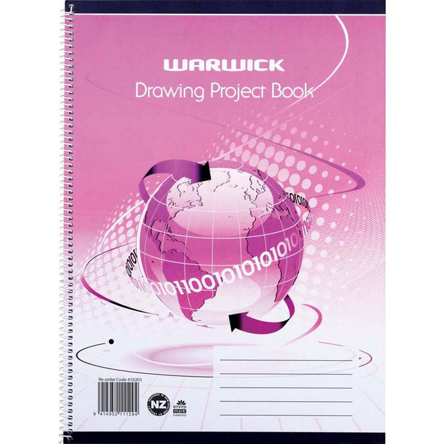 Alt text: Premium spiral-bound drawing project book, 30 leaves, 335x245mm, ideal for design and graphic classes.