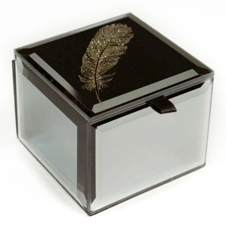 Elegant mini trinket box with feather design, perfect for storing small treasures and adding charm to any space.