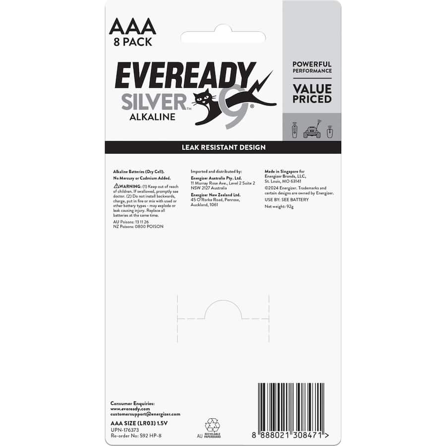 Eveready Silver Batteries Aaa 8pack