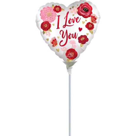 Vibrant 22cm satin flowers with "I Love You" for romantic celebrations, designed for easy inflation and luxurious decor.