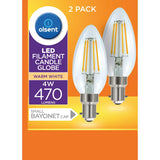 Olsent Bayonet Candle Bulb Led 4w 470 Lumen Warm White 2pack