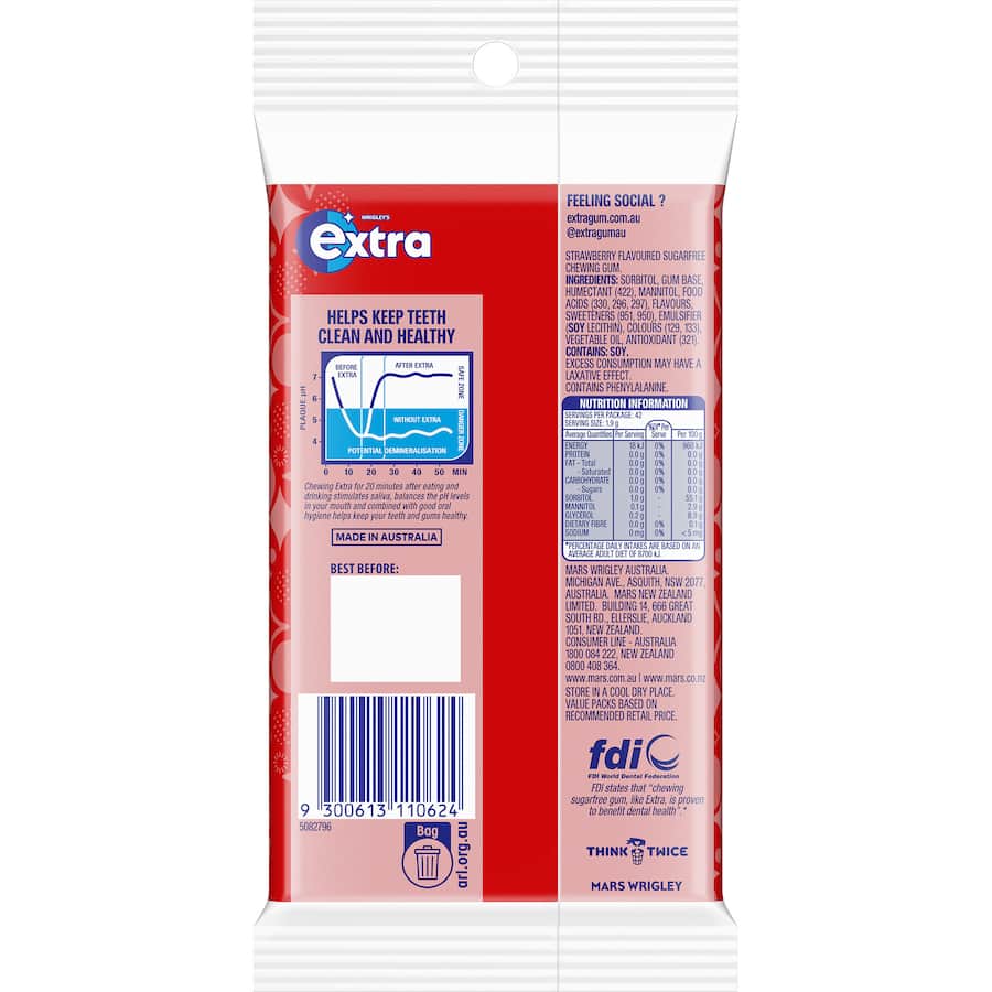 Extra Chewing Gum Strawberry 3 pack envelope 81g