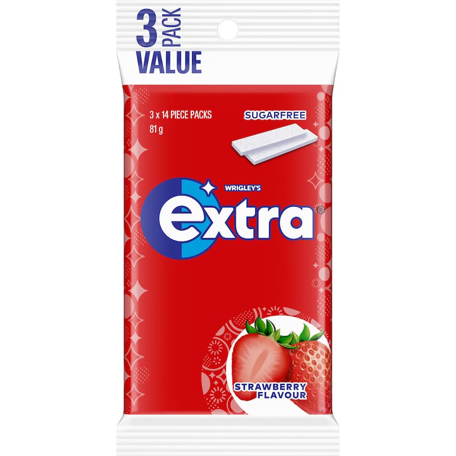 Extra Chewing Gum Strawberry 3 pack envelope 81g