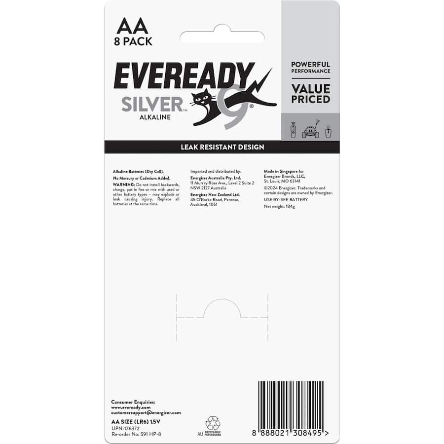 Eveready Silver Batteries Aa 8pack