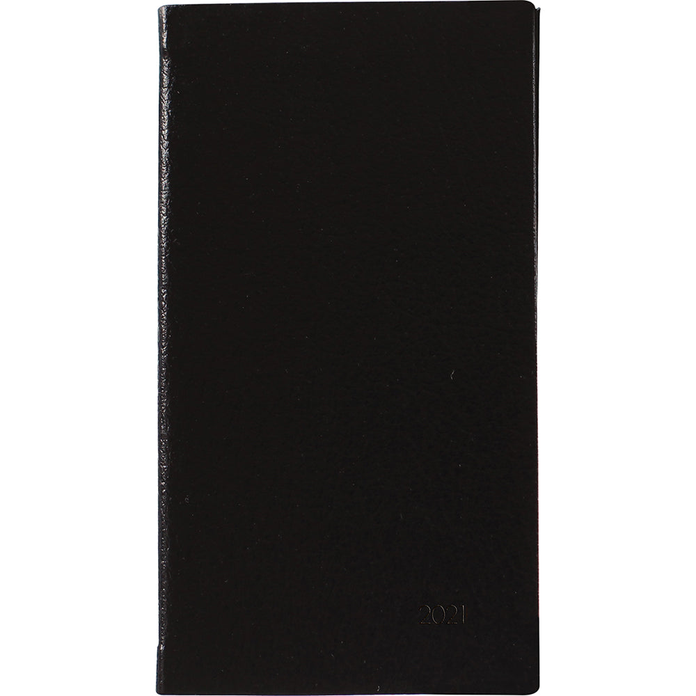 Collins CW7 Notes Diary in black with 1-week layout, notes section, ribbon marker, and eco-friendly PU cover.