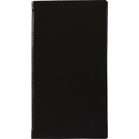 Collins CW7 Notes Diary in black with 1-week layout, notes section, ribbon marker, and eco-friendly PU cover.