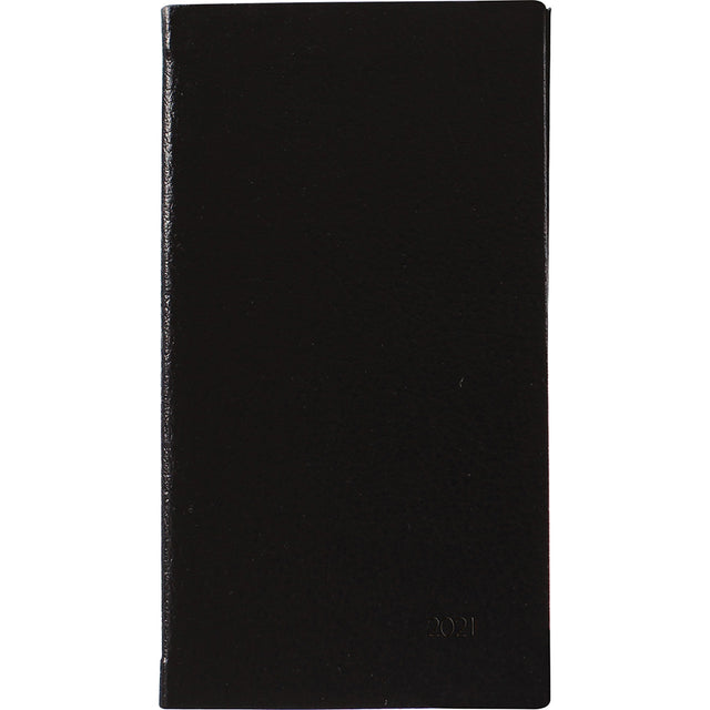 Collins CW7 Notes Diary in black with 1-week layout, notes section, ribbon marker, and eco-friendly PU cover.