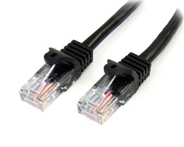 Black 5m Cat5e Patch Cable with snagless RJ45 connectors for reliable, high-performance network connections.