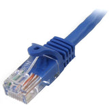 Cat5e patch cable in blue, 3m long, featuring snagless RJ45 connectors for reliable Ethernet connections and organization.