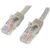 Gray 2m Cat5e patch cable with snagless RJ45 connectors for reliable Ethernet connections and enhanced durability.