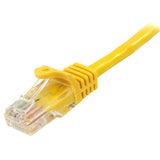 Yellow 2m Cat5e patch cable with snagless RJ45 connectors, designed for high-speed Ethernet connections and reliable performance.