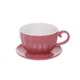 Vase /Planter - Ceramic Tea Cup Pot Saucer Drainage Hole Pink