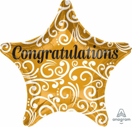 Self-sealing 45cm star foil balloon in vibrant colors, perfect for congratulatory celebrations.