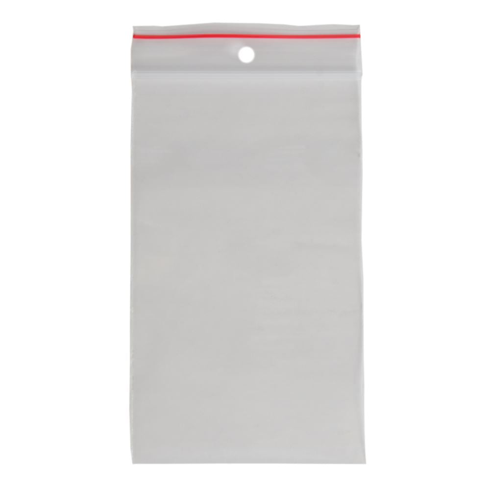 Clear Esselte zip lock bags, 75x130mm, pack of 50, eco-friendly and perfect for organizing documents and small items.