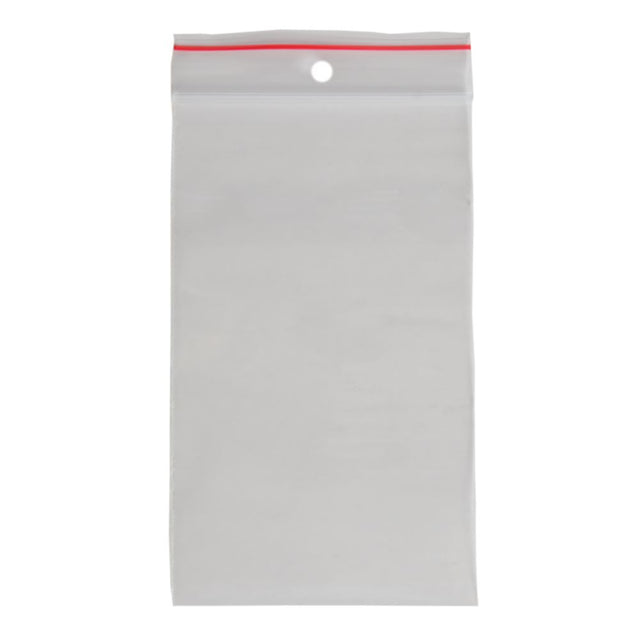 Clear Esselte zip lock bags, 75x130mm, pack of 50, eco-friendly and perfect for organizing documents and small items.