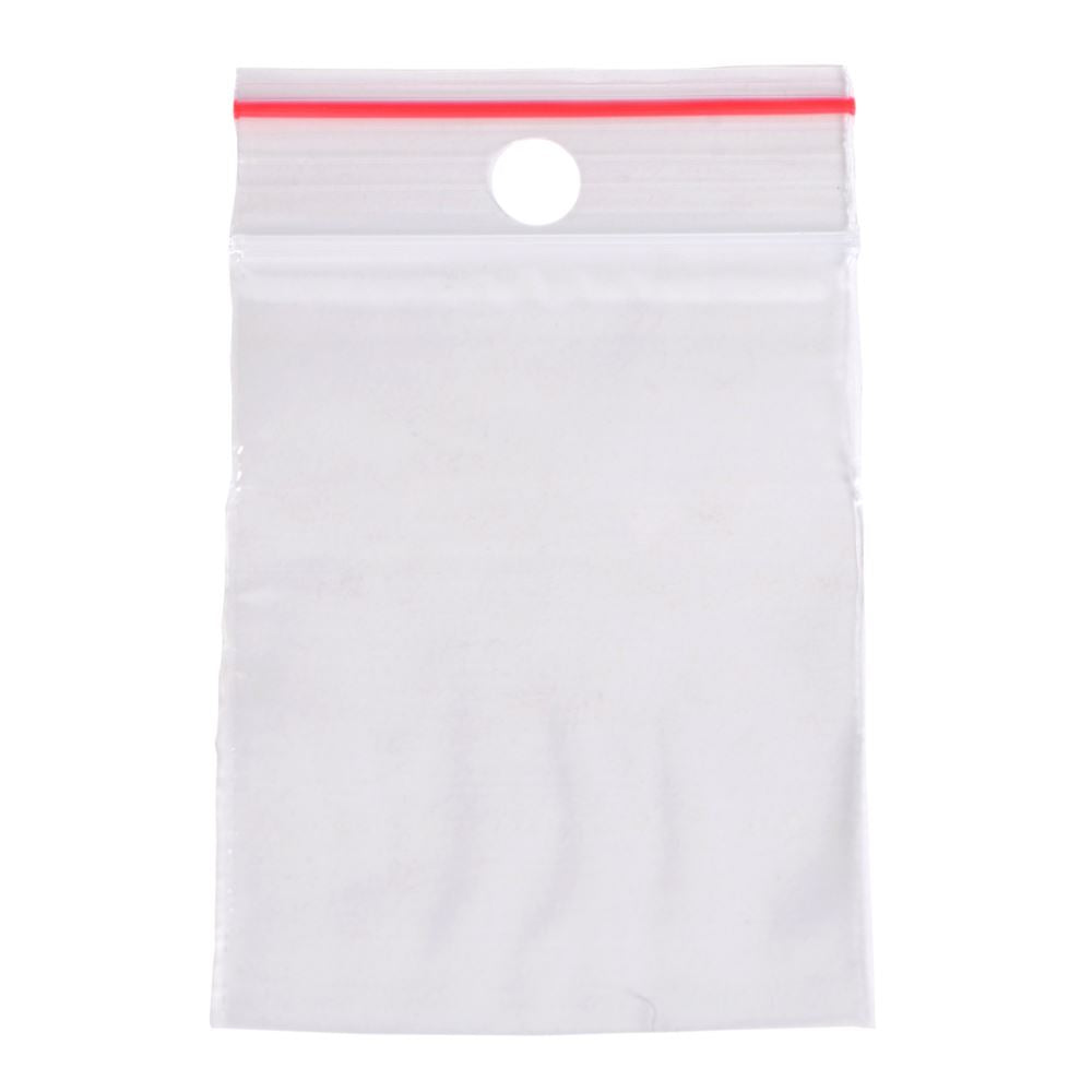 Esselte Ziplock Bags (40mmx50mm) - 50 resealable transparent bags for organizing food, documents, and small items, labeled easily.