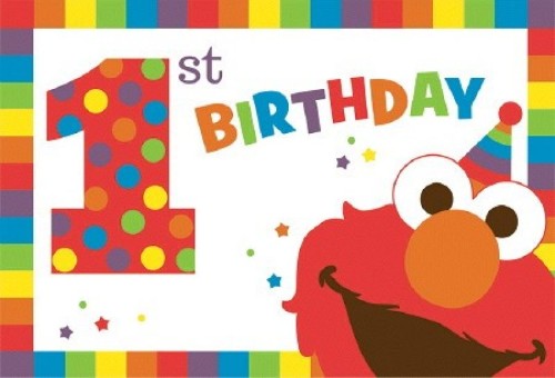 Colorful Elmo-themed postcard invitations for a child's first birthday, pack of 8, ideal for party announcements.