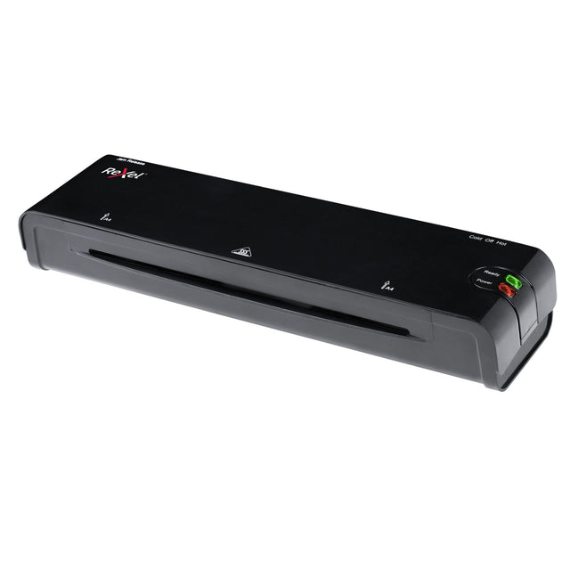 Rexel SG300 A4 Laminator in black, fast 300mm/min speed, 4-min warm-up, for photos and documents, easy control and misfeed release.