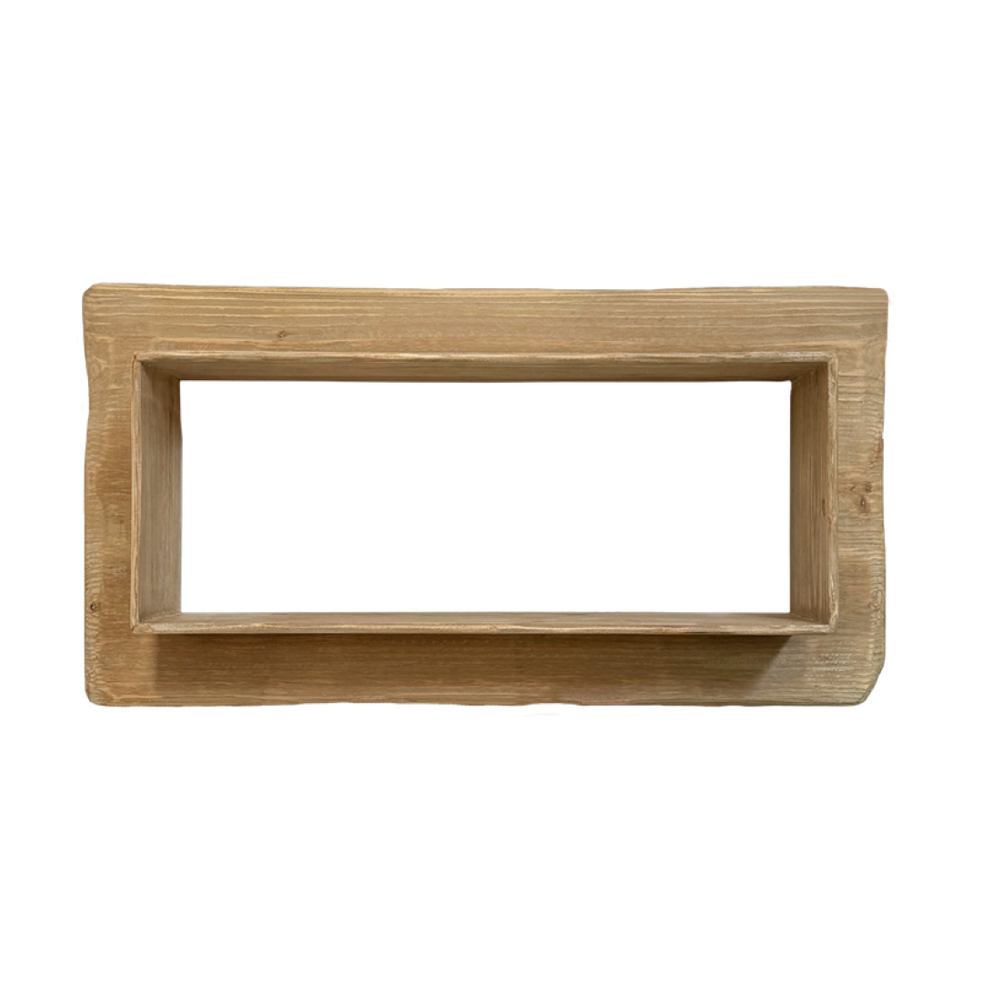 Solid wood Evie Single Wall Shelf (40x15x76cm) designed for versatile display of decor, books, or plants in any orientation.