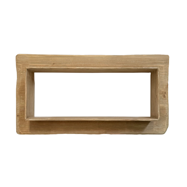 Solid wood Evie Single Wall Shelf (40x15x76cm) designed for versatile display of decor, books, or plants in any orientation.