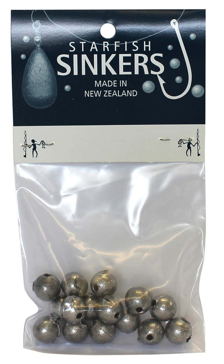 Starfish Ball Sinkers packet containing 15 durable 1/4 oz sinkers, ideal for effective fishing in fresh and saltwater.