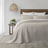 Ecru king single bedspread set by BAKSANA, featuring stonewashed cotton and mitred corners for a neat and tidy look.