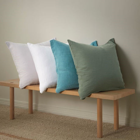 European pillowcase in soft blue Baltic linen, made from eco-friendly 100% flax, featuring a luxurious sateen finish.