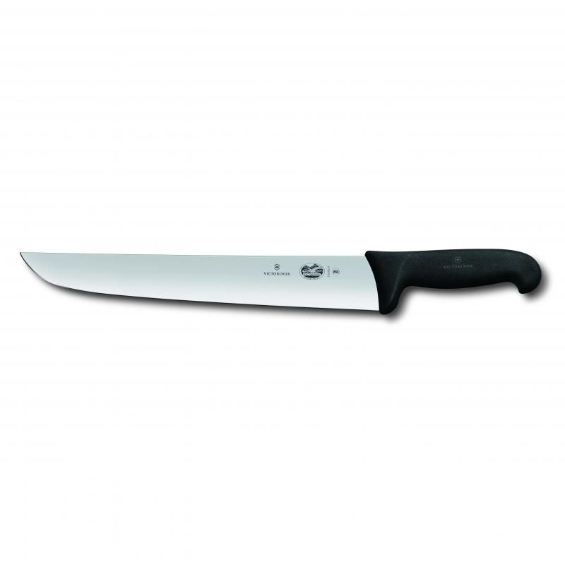 Victorinox 31cm Fibrox butcher's knife with stainless steel blade and ergonomic black handle for precision meat preparation.