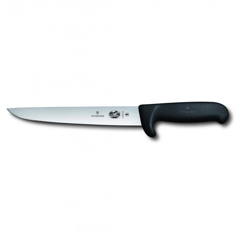 Victorinox Sticking Knife Straight Back Blade Safety Nose Fibrox 20cm | Black