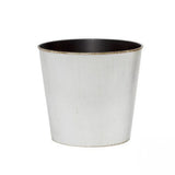 Antique round white plastic pot for floral arrangements, 17cm diameter, 15.5cm height, perfect for home decor.