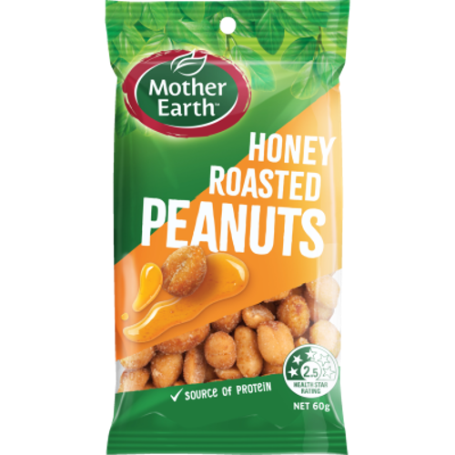 Mother Earth Honey Roasted Peanuts 12 x 60g