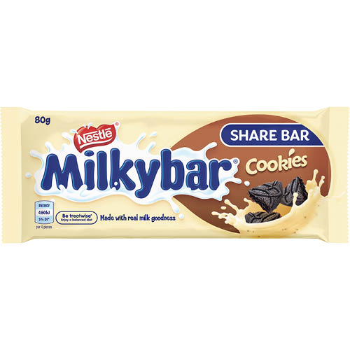 Nestle Milky Bar Milk Chocolate & Cookies Share Bar 24 x 80g