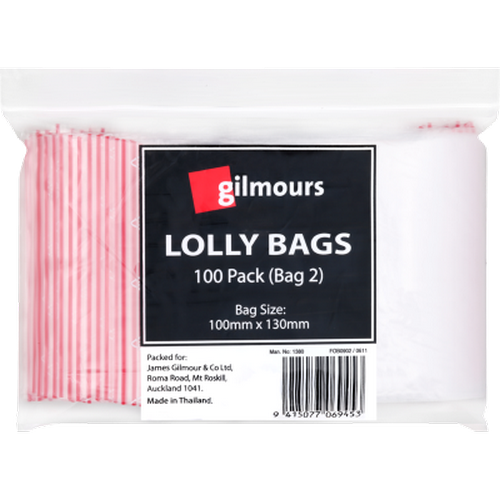 Gilmours Lolly Bags 100mm X 130mm