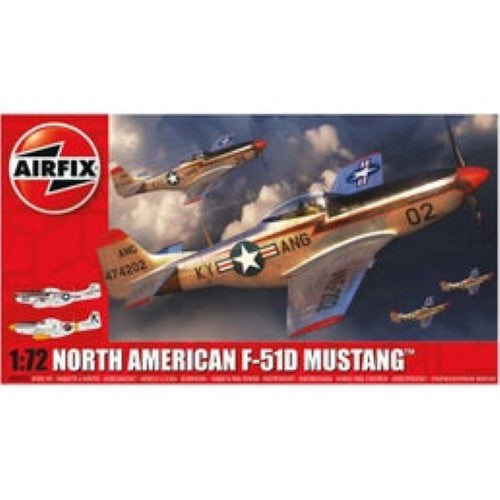 Scale model of the iconic F-51D Mustang, a WWII fighter with long range and firepower, for ages 8 and up.