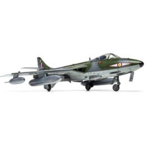 Model kit of the Airfix Hawker Hunter FGA.9 showcasing its sleek design, intended for skilled builders aged 8 and up.