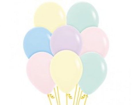 Assorted pastel matte latex balloons in a 25-pack, perfect for enhancing any celebratory event with vibrant colors.