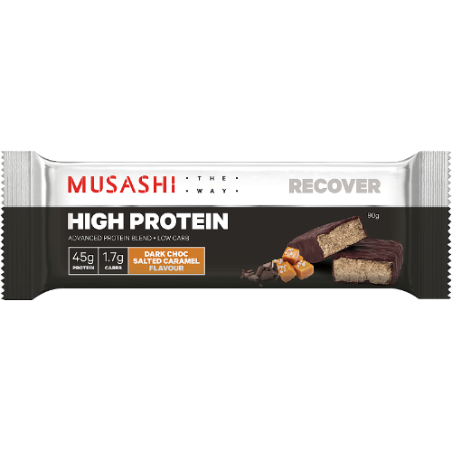 Musashi Dark Choc Salted Caramel High Protein Bar 12 x 90g
