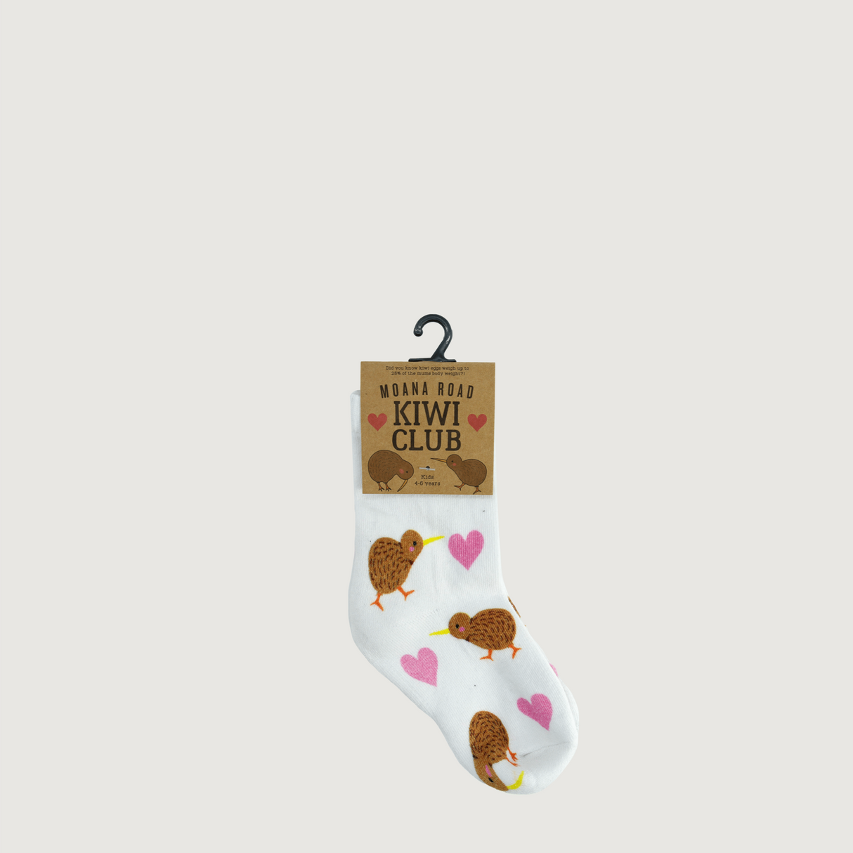 Moana Road - Kiwi Hearts Socks - Kiwi Heart (Kids 4-6 years) - Pack of 6
