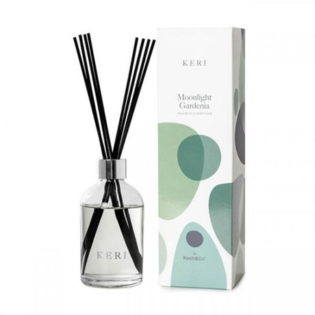 Keri Diffuser Gardenia filled with Moonlight Gardenia scent, enhancing home ambiance and providing lasting fragrance.