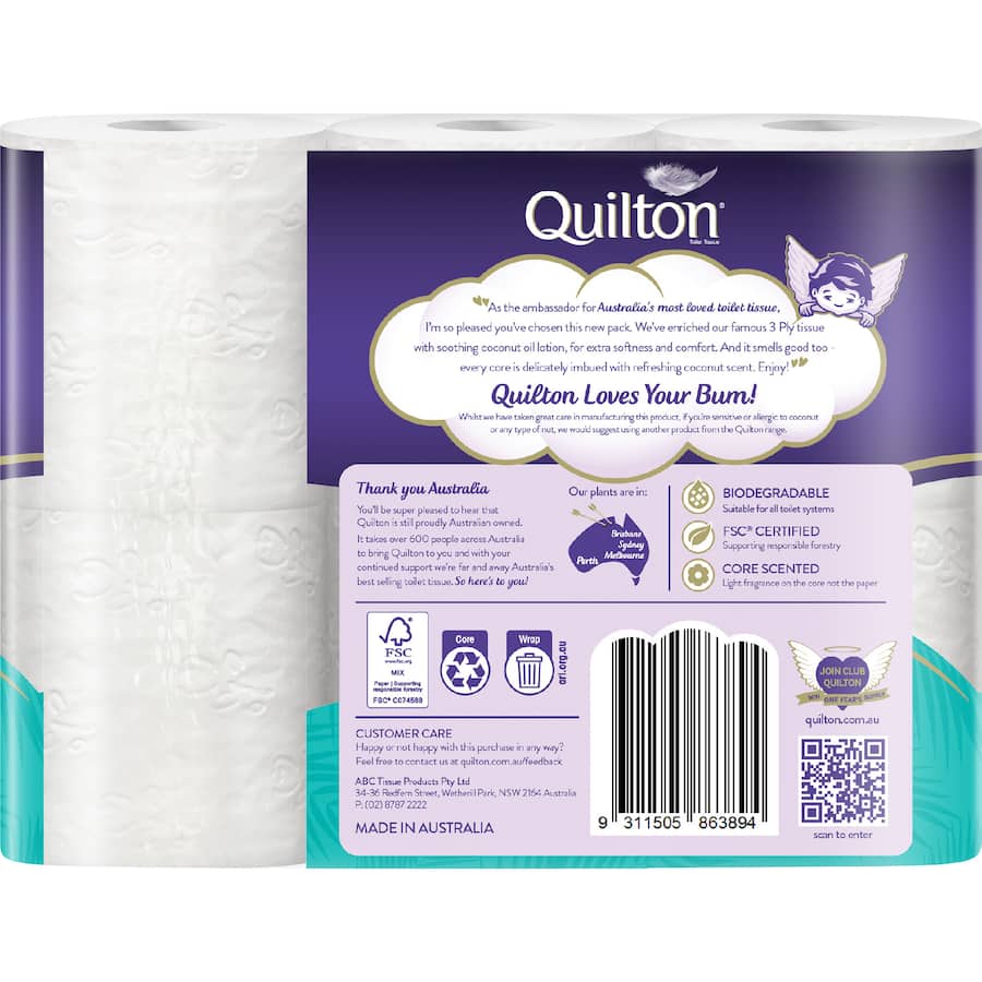 Quilton Toilet Paper 3ply Coconut - 6pack