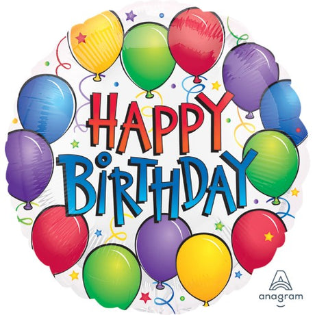 Vibrant 45cm self-sealing foil balloon for birthdays, adding color and joy to celebrations with its eye-catching design.