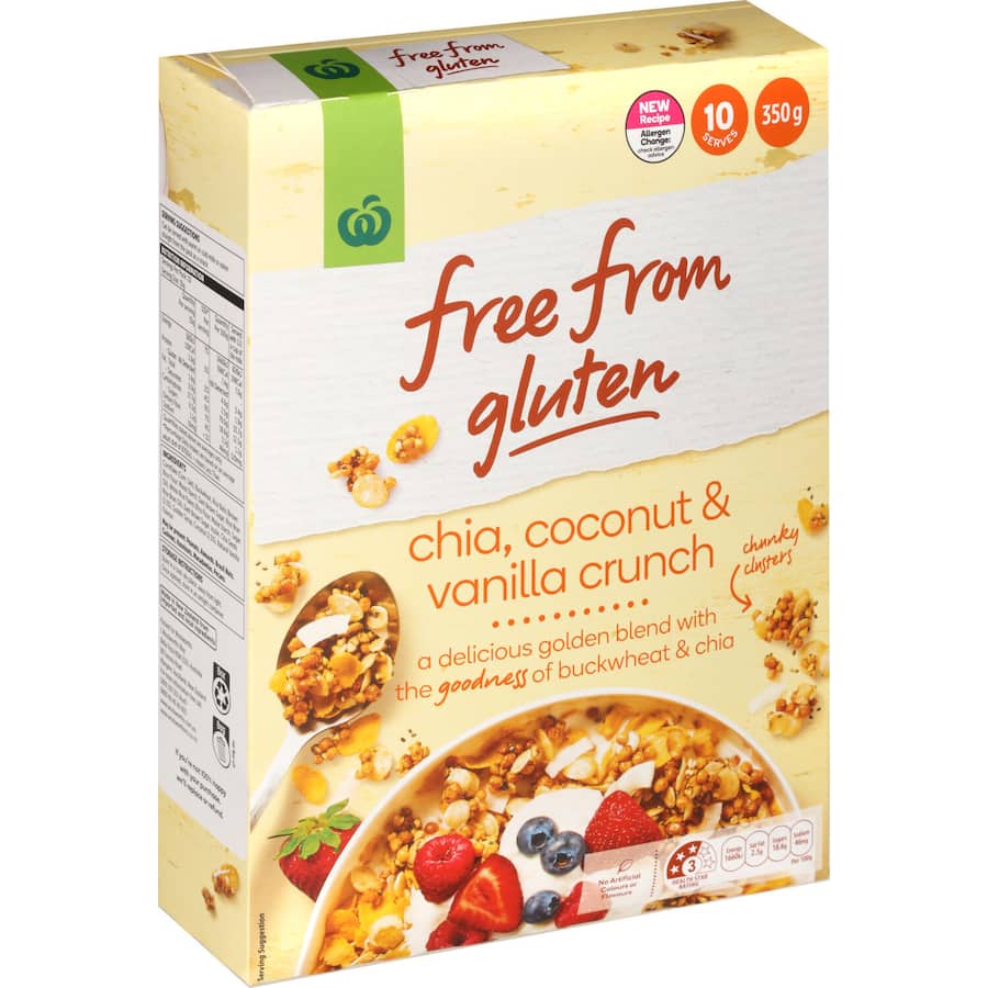 Woolworths Free From Gluten Cereal Chia Coconut & Vanilla 350g
