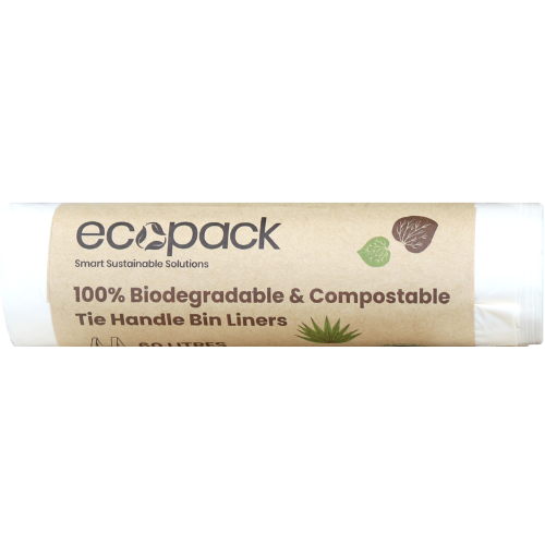 Ecopack Home Compostable Tie Handle Bin Liners 60L 5pk