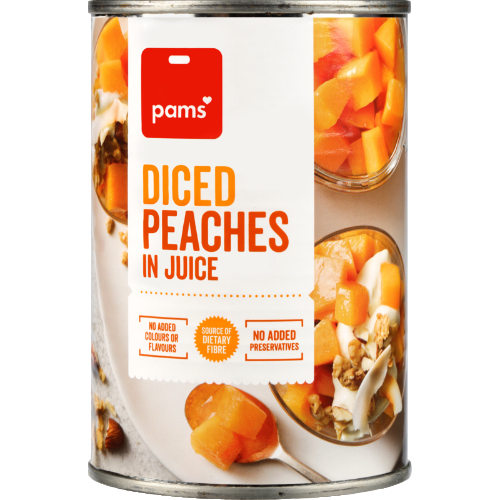 Diced Peaches In Juice Pams 410g