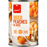 Diced Peaches In Juice Pams 410g