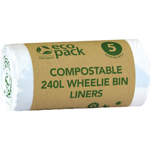 Ecopack Compostable Wheelie Bin Liner 240L 5pk